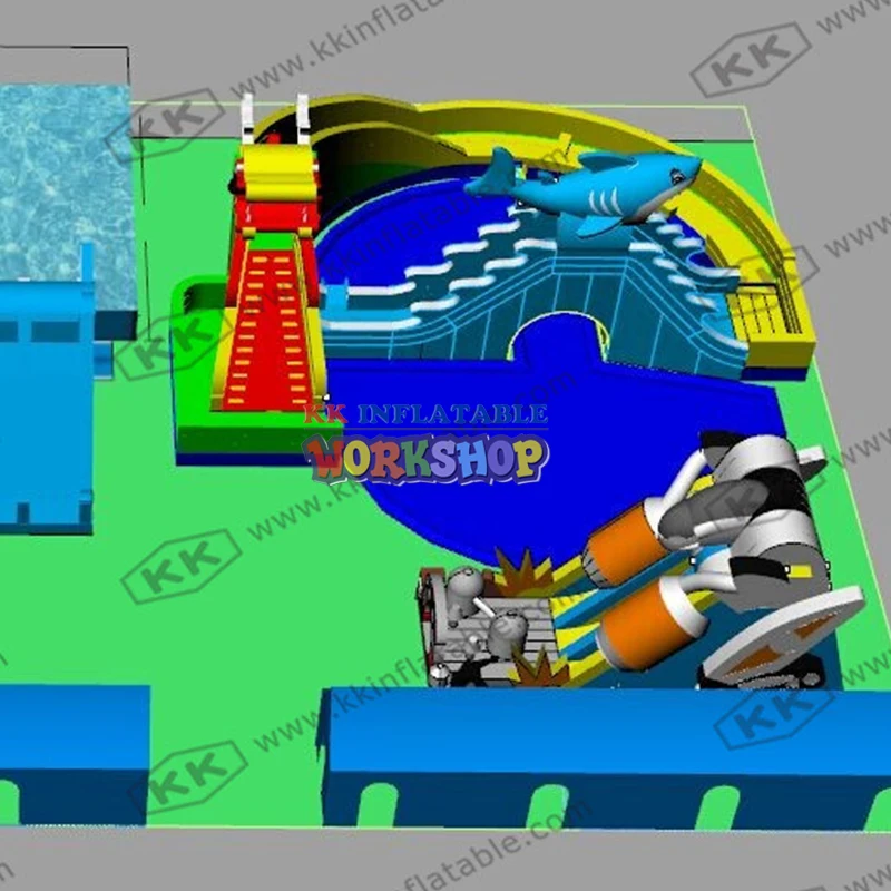 Заказной OEM ODM завод надувной наземный Аквапарк Надувной тематический парк проект