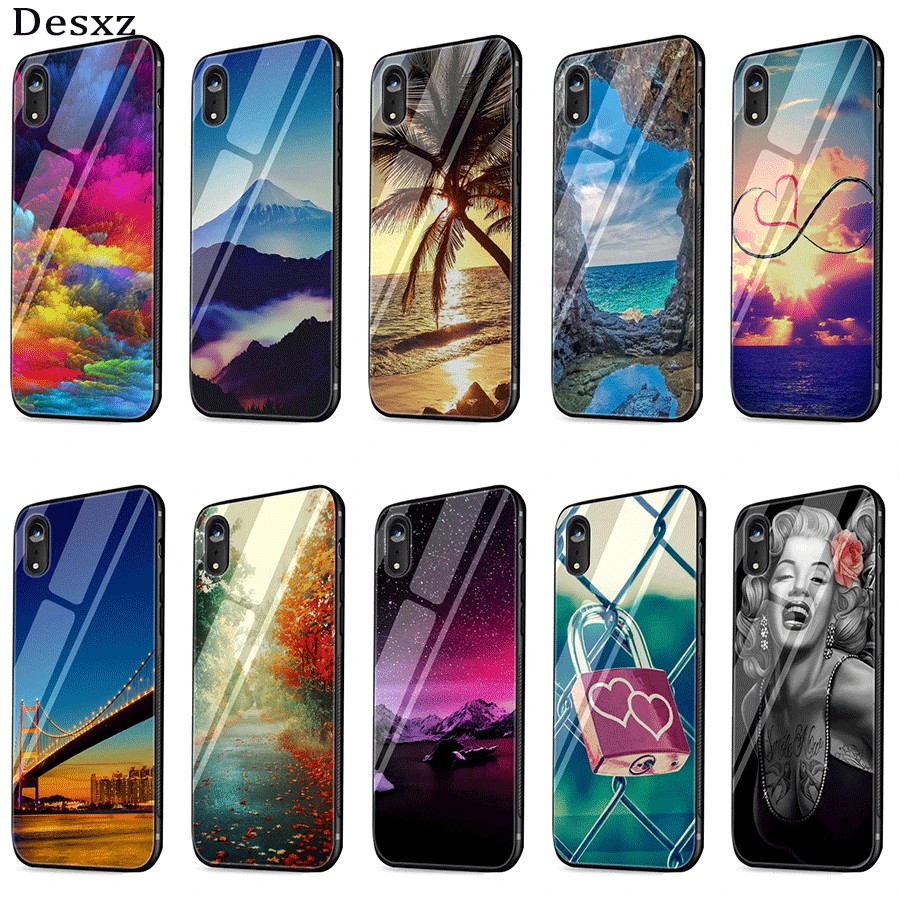 

Cell Phone Case Glass Scenery For iPhone X XR XS Max 6 6s 7 8 Plus 5 5S SE Cover