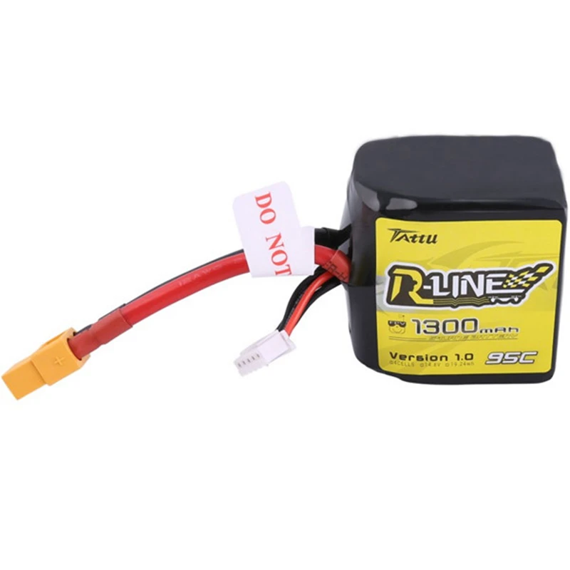 

Newest Tattu R-Line V1.0 4S 14.8V 1300mAh 95C 4S1P Square Lipo Battery with XT60 Plug for FPV Racing Drone