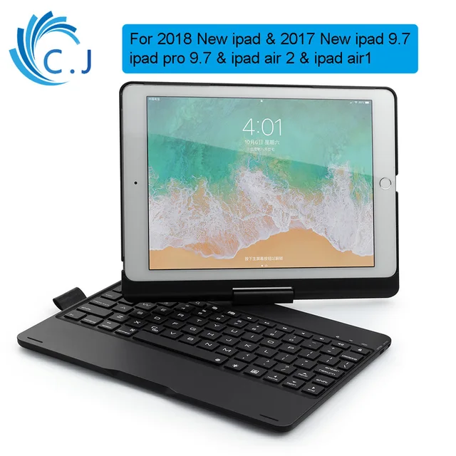 Cheap Smart Wireless Bluetooth apple Keyboard Case Cover with pen cover 360 Rotation for 2018/2017 iPad9.7, iPad air2/1, iPad Pro 9.7 Cheap Smart Wireless Bluetooth apple Keyboard Case Cover with pen cover 360 Rotation for 2018/2017 iPad9.7, iPad air2/1, iPad Pro 9.7