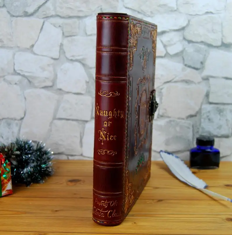 Рождественский подарок книга Озорной или хороший кожаный дневник блокнот Санта