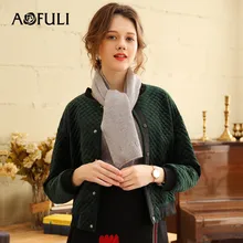 AOFULI L-3XL 4XL 5XL Плюс Размер Женская бархатная куртка женская зеленая Осенняя зимняя короткая куртка с круглым вырезом верхняя одежда