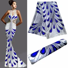 Синий и белый атлас мягкой шелковой ткани в африканском стиле материал Анкара отпечатки высокого качества для женщин платья 5yard/lot LLB-13