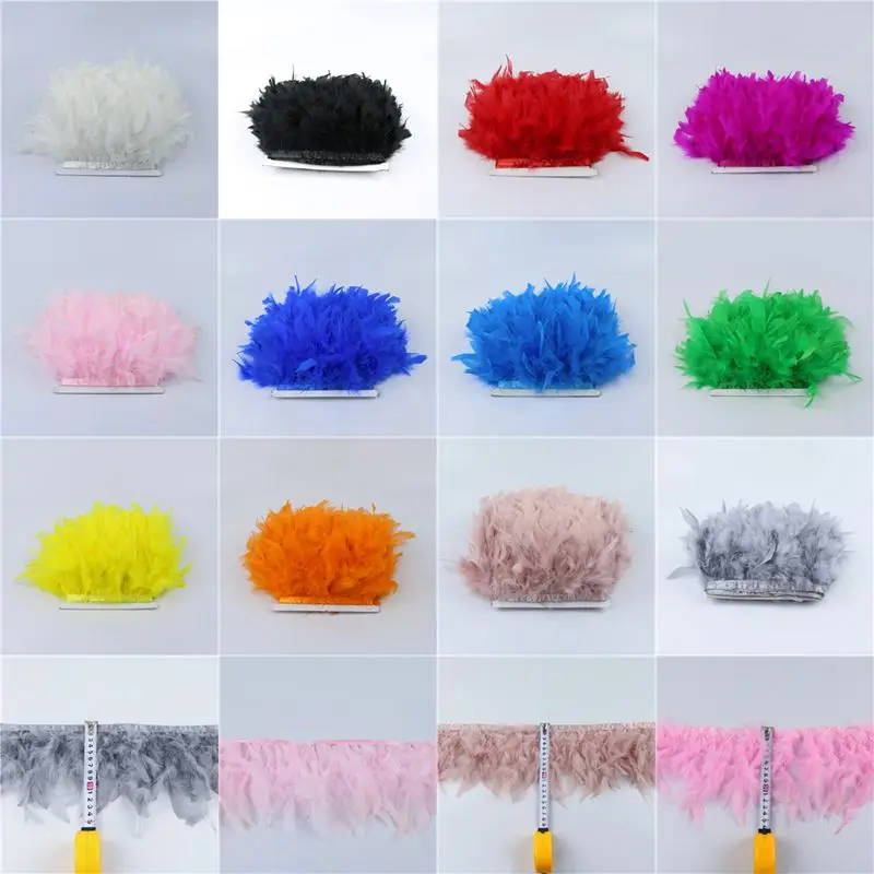 

Width 10-15 CM 1 Meter Fancy Fluffy Dyed Colorful Turkey Chandelle Feather Ribbon Trimming Fringe Costume Decoration 13 Colors