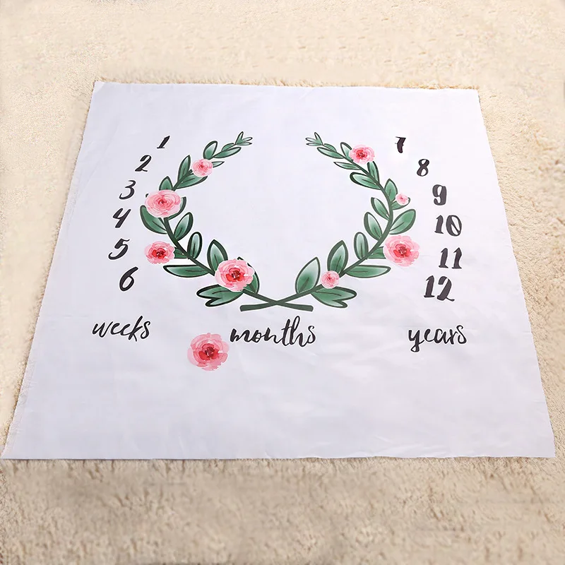 Baby Blanket Newborns Swaddle Stroller Bedding Wrap Monthly Growth Number Photography Prop