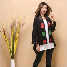 autumn shawl scarf new original design pure linen embroidery coat loose plus size tippet cappa literary