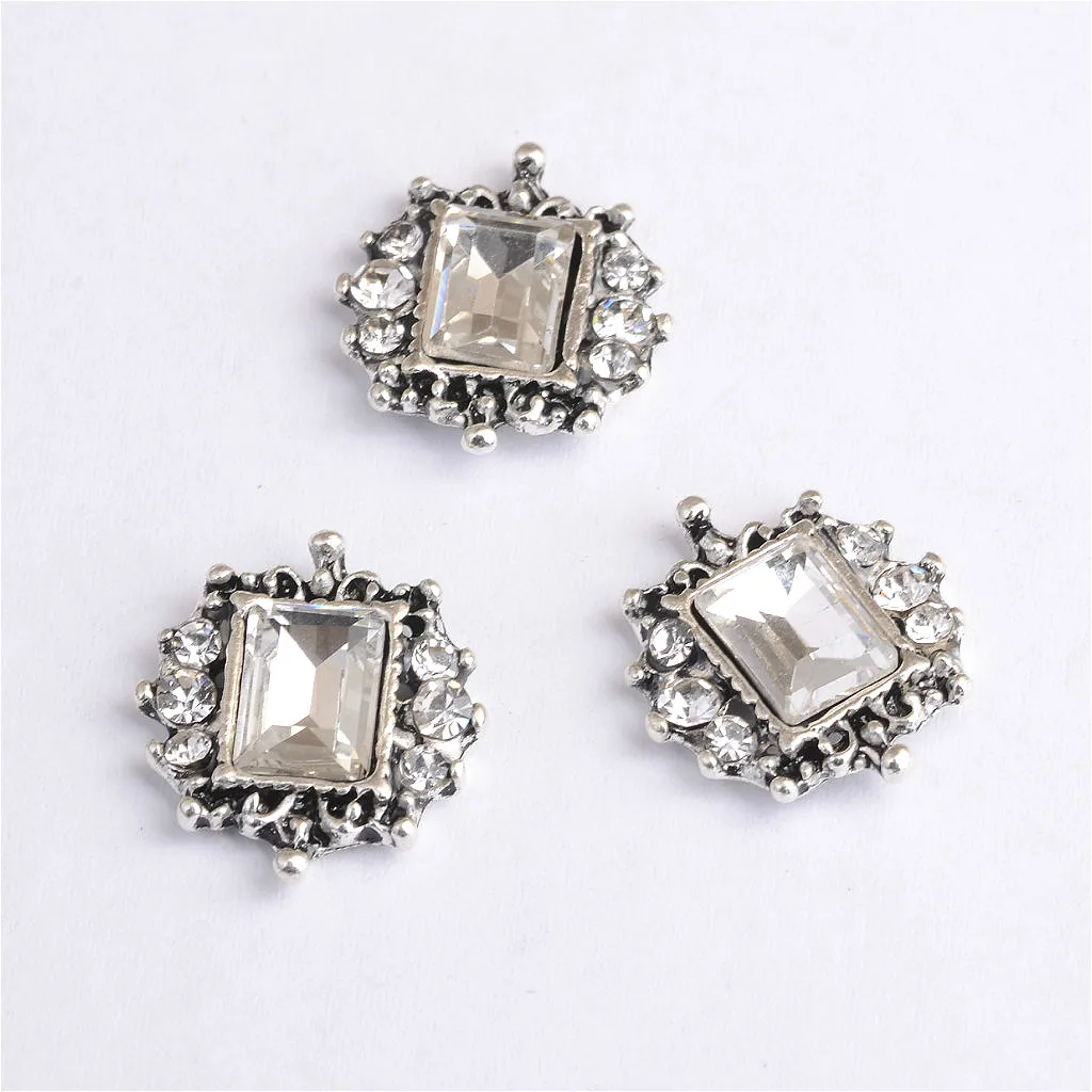 10pcs Square Crystal Rhinestone Flatback Buttons Embellishment Wedding Craft