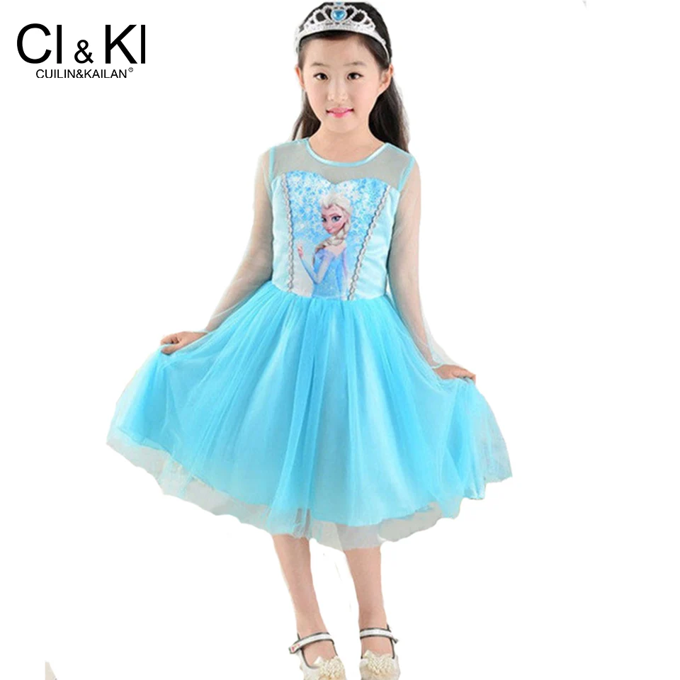 

CuilinKailan dress Elsa Anna Girls Princess Children Party Fantasia Cloth Vestidos Infants Summer Baby Kid flower christmas