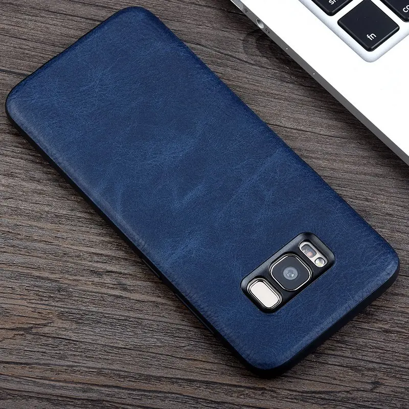 KEYSION чехол для samsung Galaxy S8 S8 плюс класса люкс из искусственной кожи Мягкий ТПУ+ ПК чехол-накладка для samsung G950 G955 Бизнес чехол Fundas - Цвет: Синий