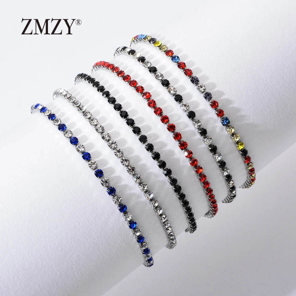 

ZMZY 304L Stainless Steel Bracelet Rhinestone Sparkly Cubic Zirconia Tennis Link Bracelets Gifts For Women Wedding Jewelry