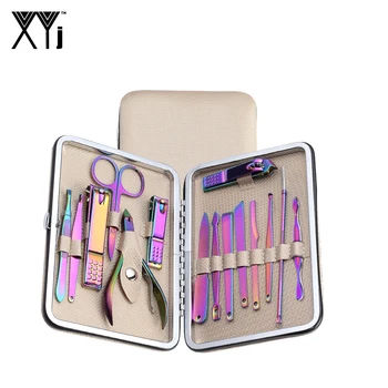 

XYj 15 PCS/Set Manicure Set Colorful Manicure Tool Nail Clippers Nail Art Tool Nail File Nail Care Face Care with Travel Case