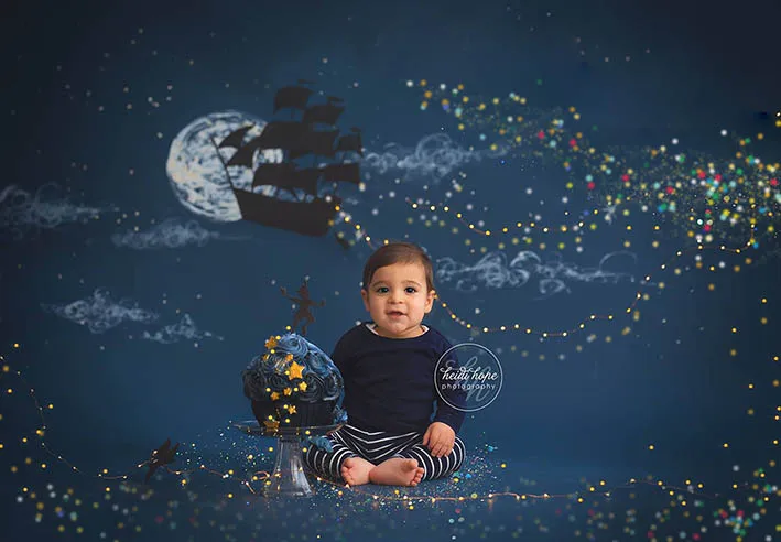 Фон для фотосъемки новорожденных луна лодка вспышка точка фотографический фон детский душ Декорации фотосессия Фотостудия