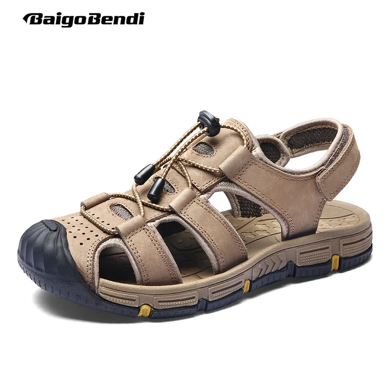 

Men Close Toe Hook Loop Outdoor Sandals Man Summer Driving Car Shoes Non-slip Beach Shoes Breathable