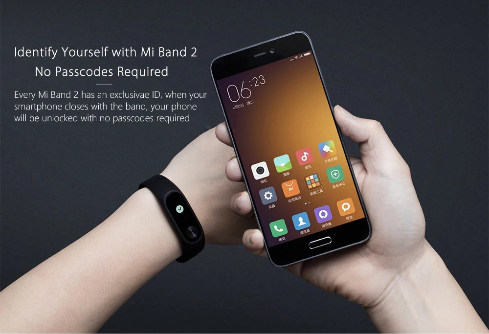 Original Xiaomi Mi Band 2 Smart Watch with Bluetooth 4.0