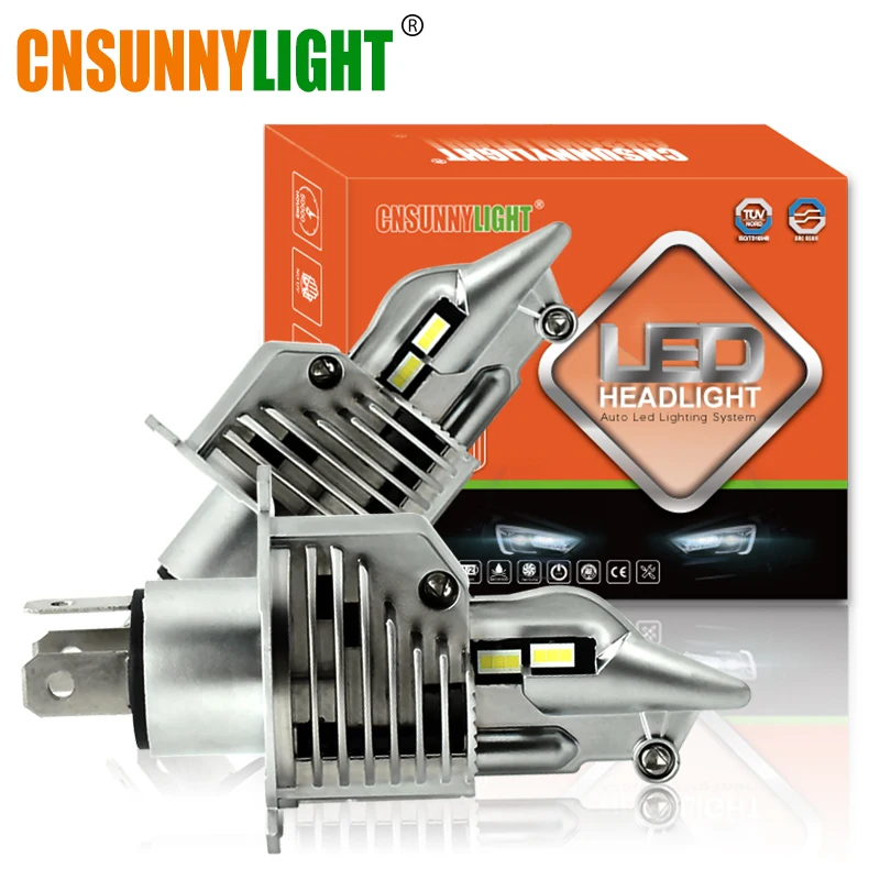 

CNSUNNYLIGHT J20 Car LED H4 HB2 9003 Compact Headlight Bulb 12000Lm P43T HS1 Motorcycle Headlamp 6000K White Light Plug-Play