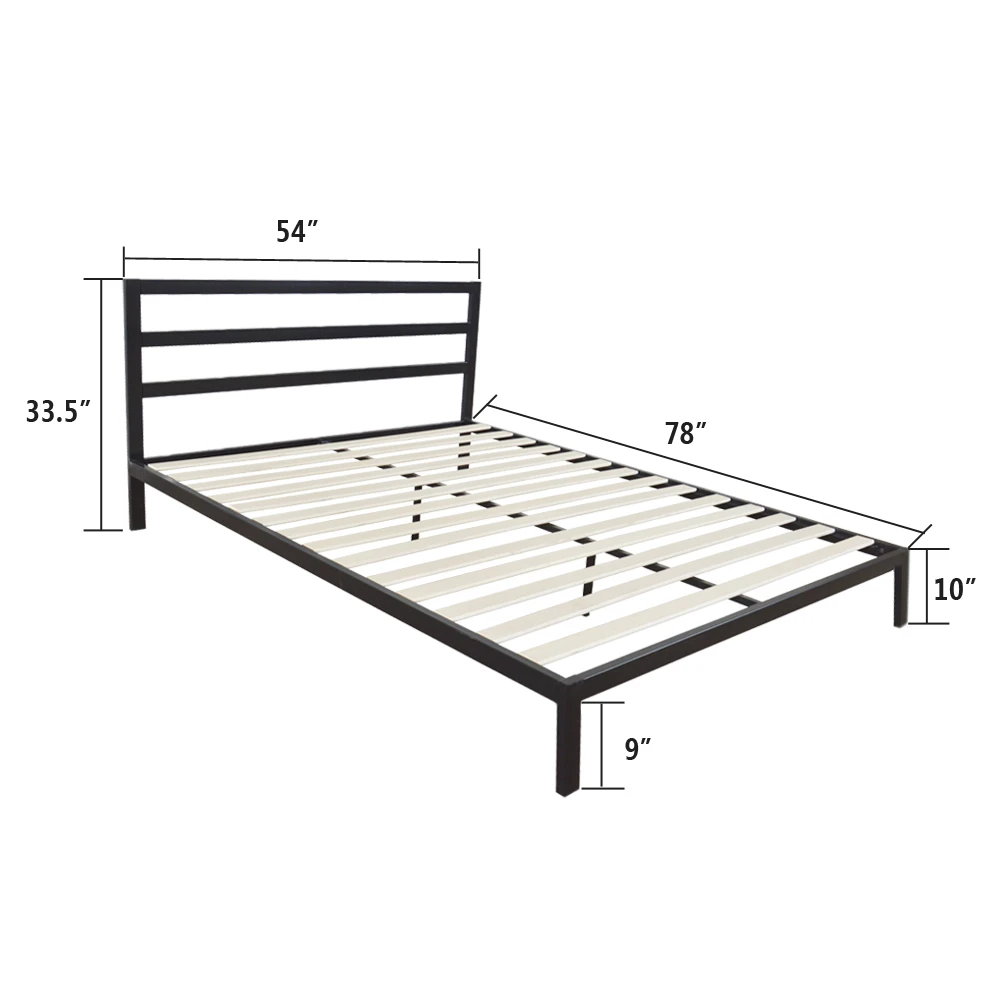 Iron Metal Bed with Slat Black Dropshipping (6)