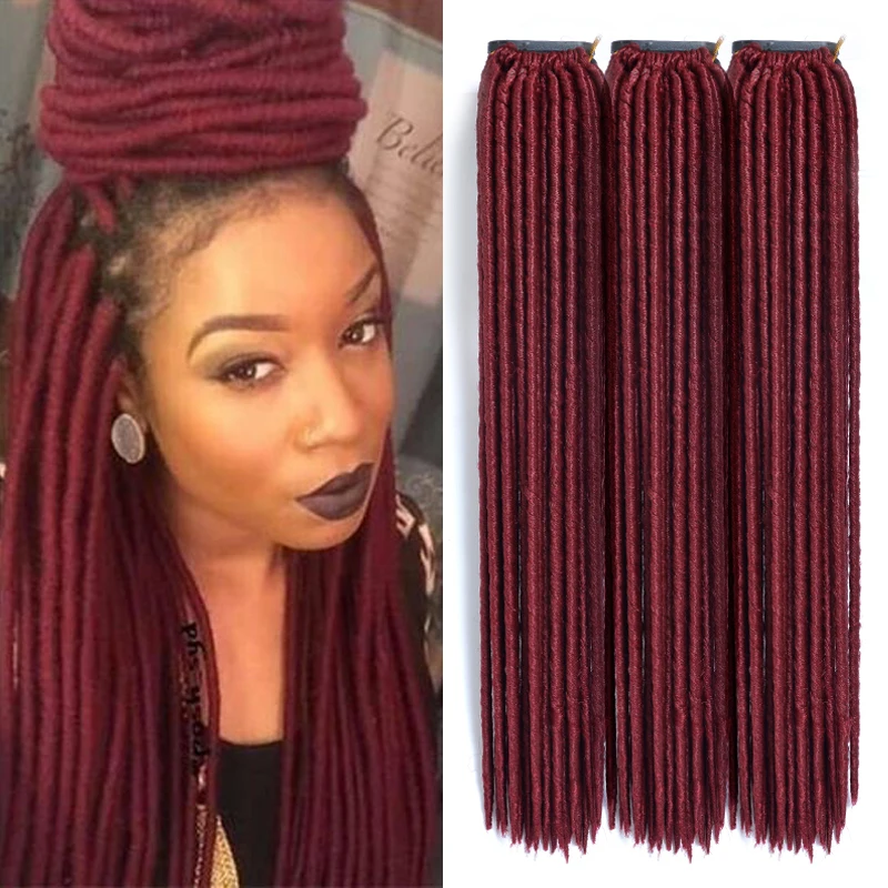 soft dread hair red synthetic hair extensions 6 pcs/lot faux locs