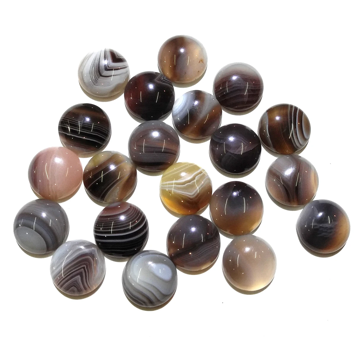 

10 PCSStripe Agate Natural Stones Cabochon 8mm 10mm 12mm 14mm 16mm 20mm Round No Hole For Making Jewelry DIY