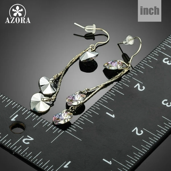 AZORA Romantic Dangling Heart Stellux Austrian Crystal Drop Earrings for Valentine's Day Gift TE0241