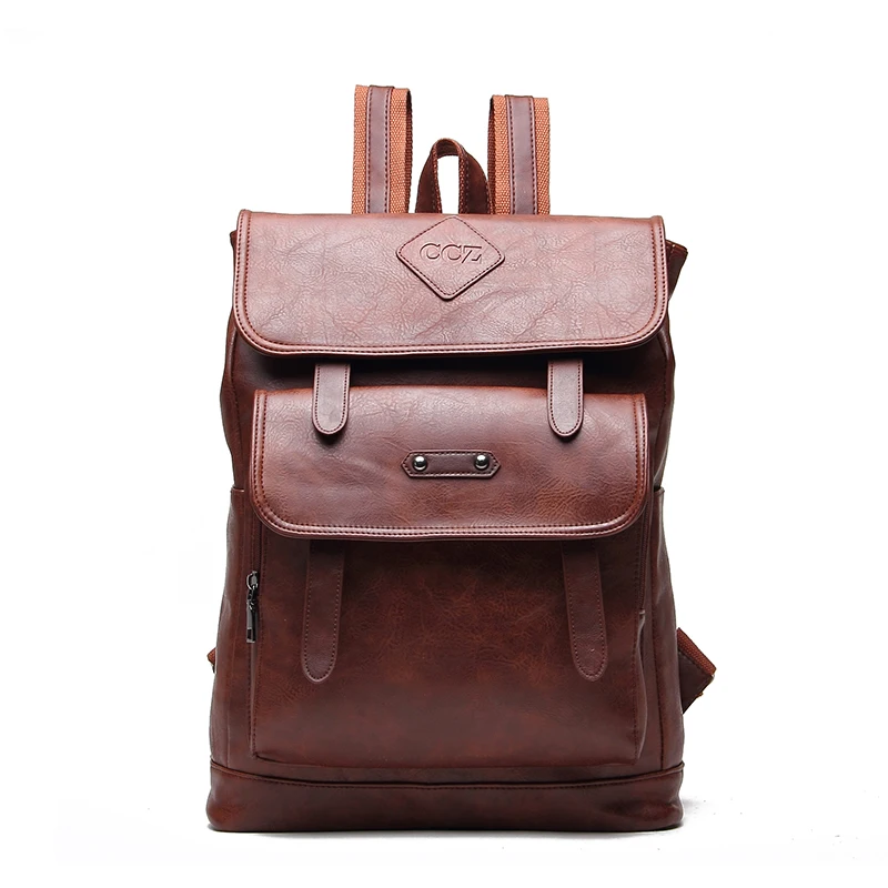 CROSS OX Unisex Travel Backpack Satchel Bag Pu Leather Black School Bag BK8001