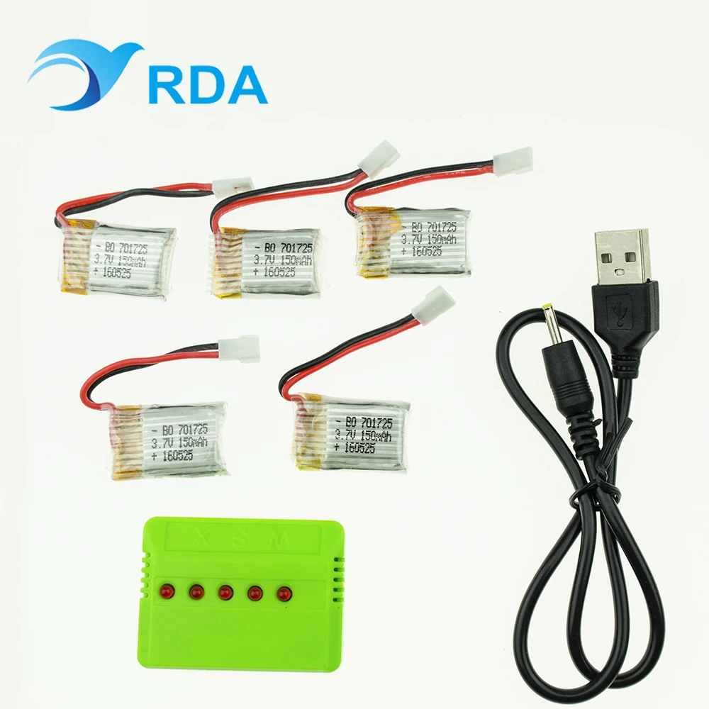 RDA 5pcs 3.7V 150mAh Drone Quadcopter Lipo Battery 701725 For Eachine