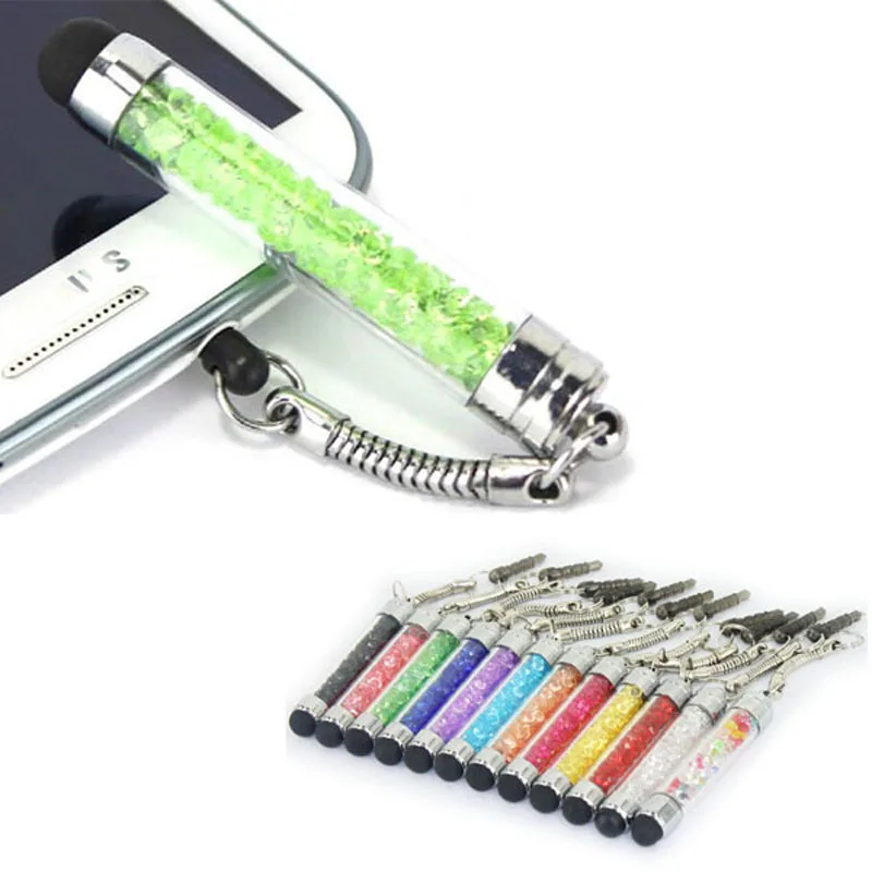 N-KTPS-0009_1_JONSNOW Touch Pen Crystal Diamond Dust Stylus Touch Pen with 3.5 mm Headset Jack Dustproof Cap for iPad Smartphone Tablet PC