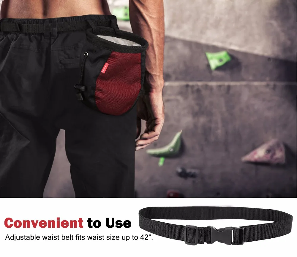Chalk Bag,Rock Climbing Chalk Bag No Leak Strawstring Bag with Adjustable Belt and Carabiner for Climbing,Gymnast,Weight Lifting Chalk Bag,Rock Climbing Chalk Bag No Leak Strawstring Bag with Adjustable Belt and Carabiner for Climbing,Gymnast,Weight Lifting