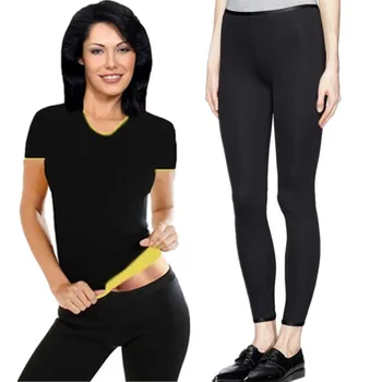 

New Women Shaper Neoprene Sauna Slimming Shirt Shapewear Waist-Trimmer Slimming Pants Weight Loss Fat Burning Tshirt Capri Pants