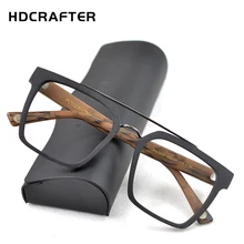Hdcrafter óculos quadrados moda de madeira retro prescrição óculos de óculos óculos óculos de armação vintage