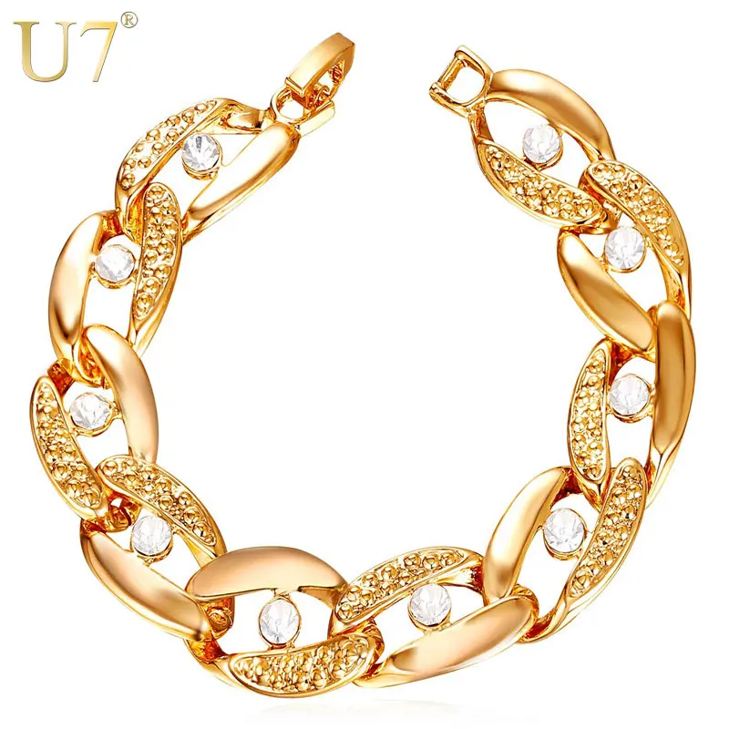 0 : Buy U7 Gold Color Crystal Bracelet Sale Rhinestone Big Hand Chain Bracelets ...