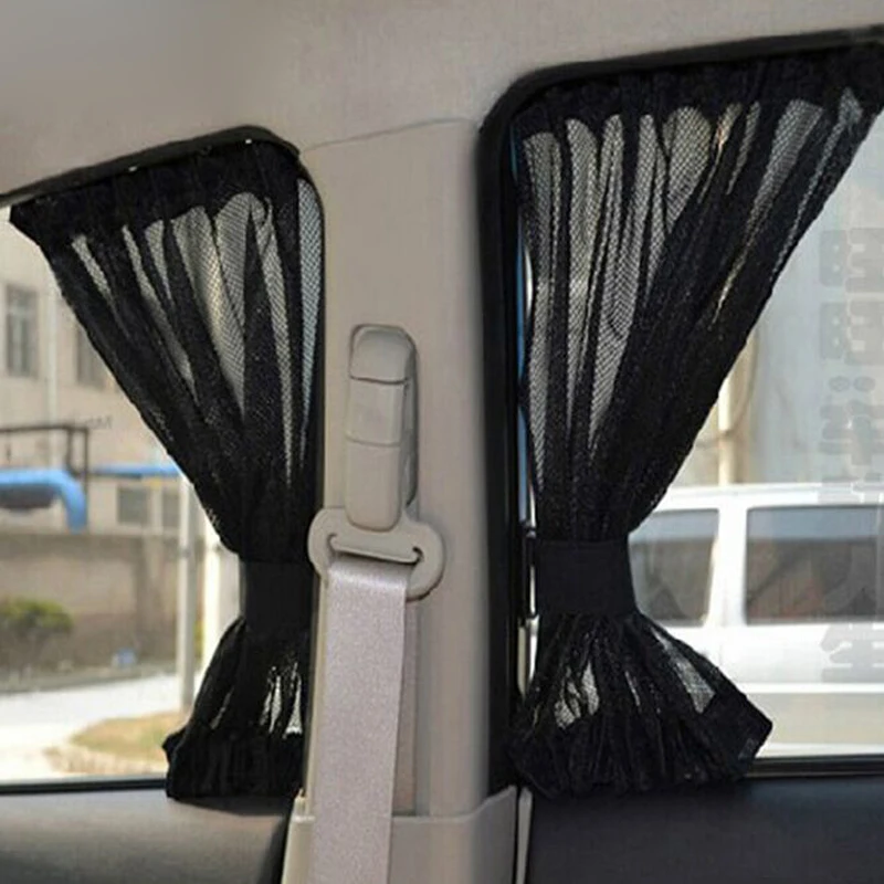 New 2pcs Black Auto Sun Visor Car Sun Shade Car Window Suction Cup Car Curtain Auto Car Styling