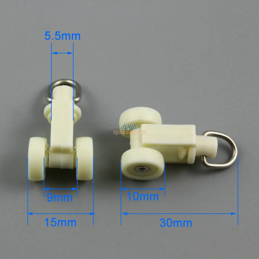 100 Pieces Curtain Track Roller Curtain Track Slide Gliders 15x30mm