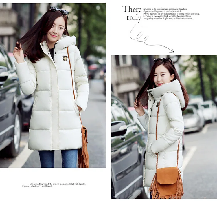 Зимняя женская куртка длинного размера плюс 3XL пуховик для женщин с капюшоном теплое модное зимнее пальто на молнии женские куртки белого цвета