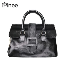 IPinee новые зимние классические кожаные женские сумки через плечо из конского волоса сумки с верхней ручкой сумки-мессенджеры bolsa