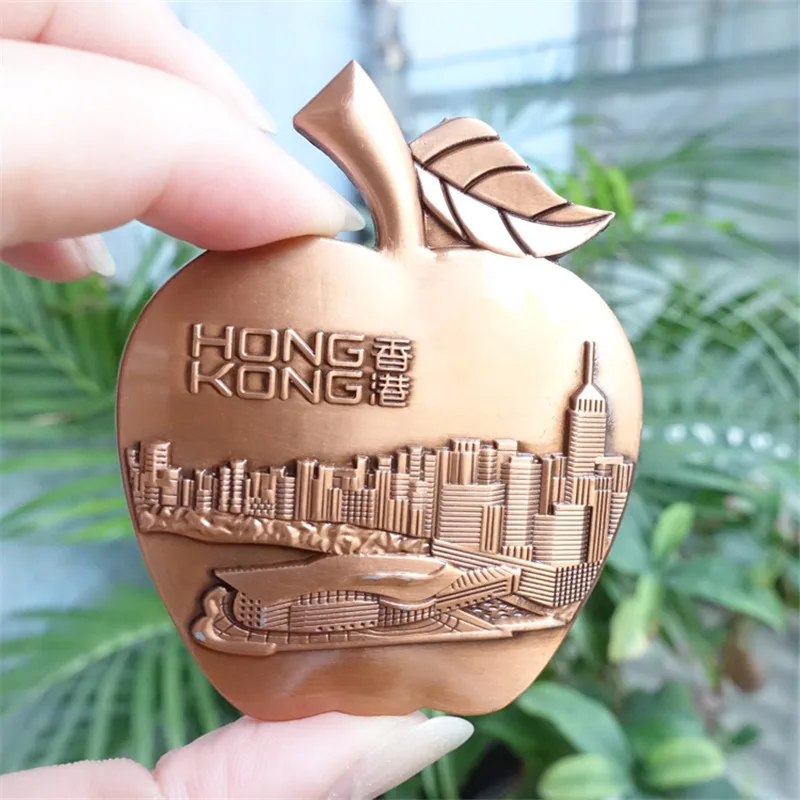 Handmade 3D Metal Apple Hong Kong Fridge China Tourist Souvenirs Refrigerator
