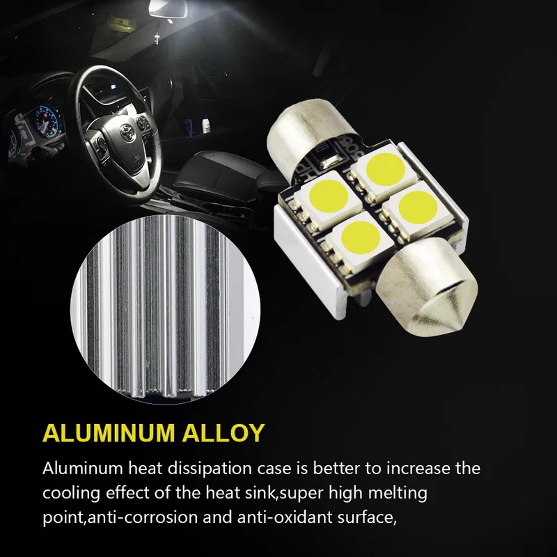 Safego 2шт C5W 5050 светодиодный гирлянда лампы 31 мм 42 4 SMD для автомобильная