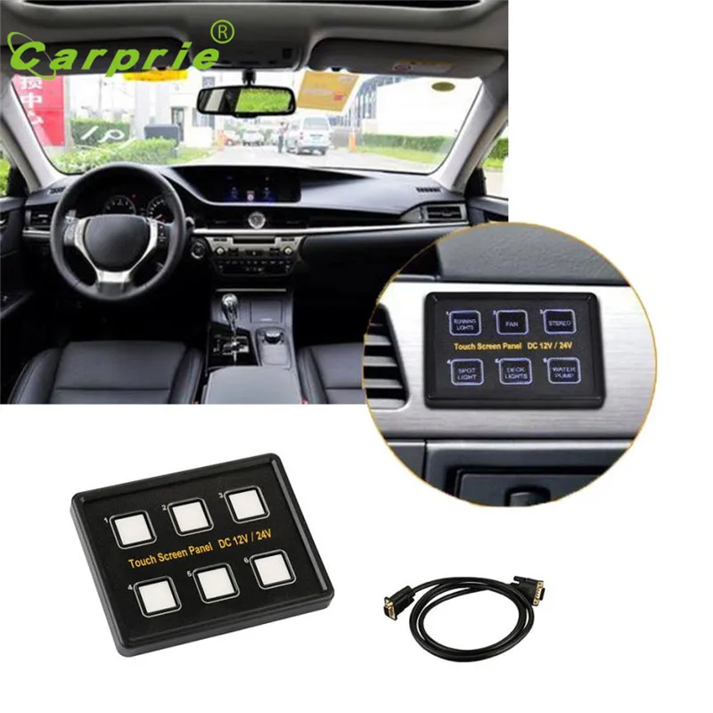 

2017Car Switch 12V/24V 6 Gang LED Switch Panel Slim Touch Control Panel Box for Car Marine BoatApri29 car-styling car styling