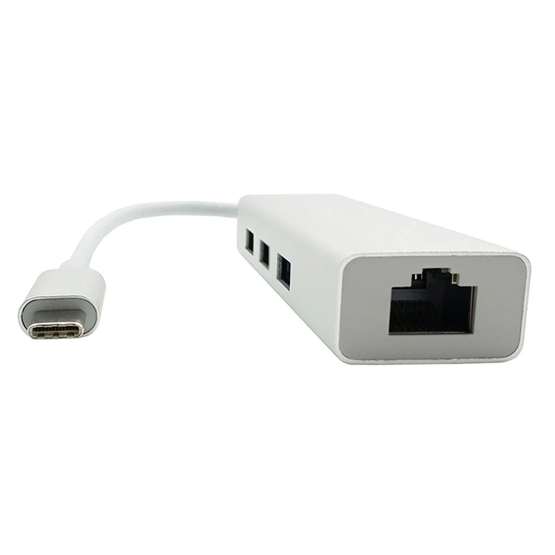USB C 3.1 to Gigabit Adapter 3-Port USB 3.0 Hub Type C to RJ45 1001000Mbps Gigabit Ethernet LAN Network Adapter for Macbook (5)