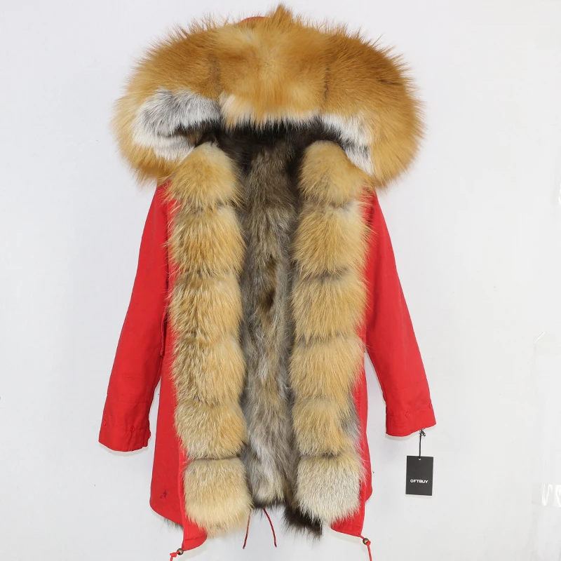 OFTBUY 2020 Winter Jacket Women Long Parka Real Fox Fur Coat Natural Raccoon Fur Collar Hood Thick Warm Streetwear Parkas New