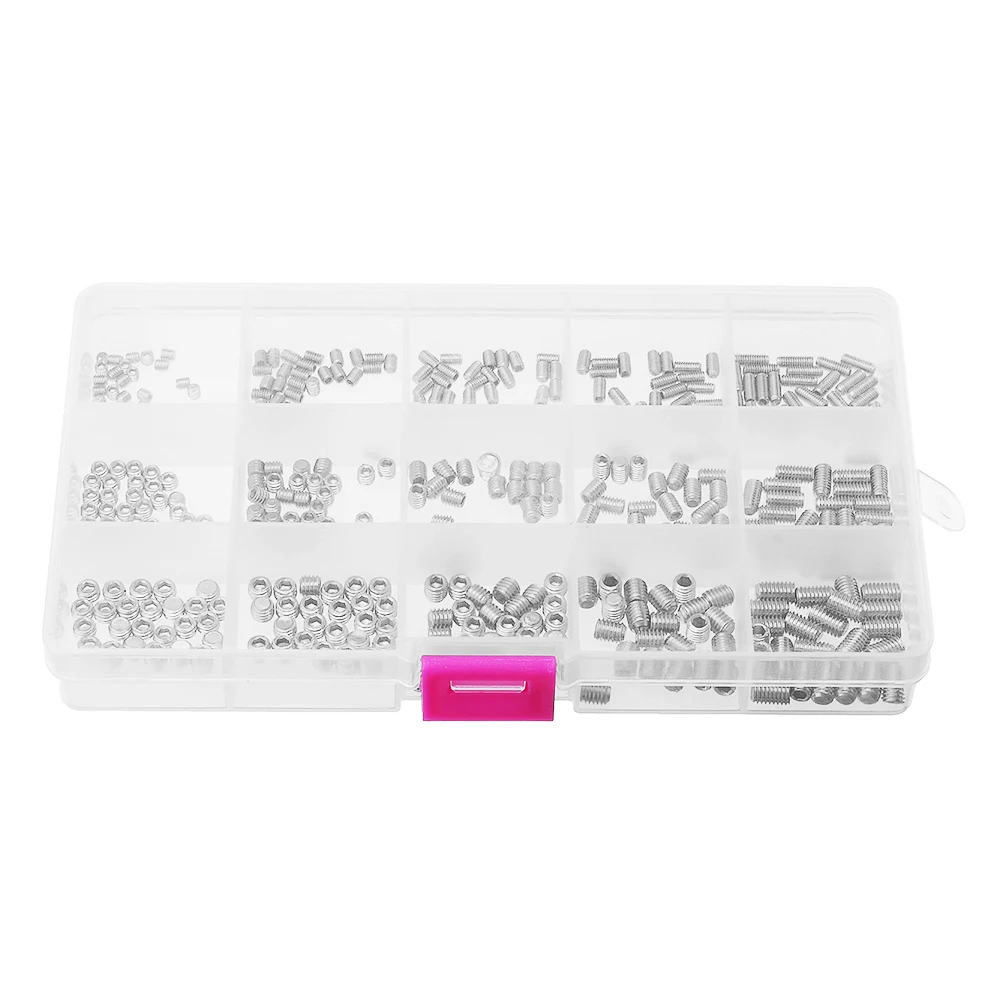 

300Pcs M3/M4/M5 Allen Hex Socket Set Grub Screw Flat Point 3-10mm Assortment Kit for Light Fixture Home Repair Fastener