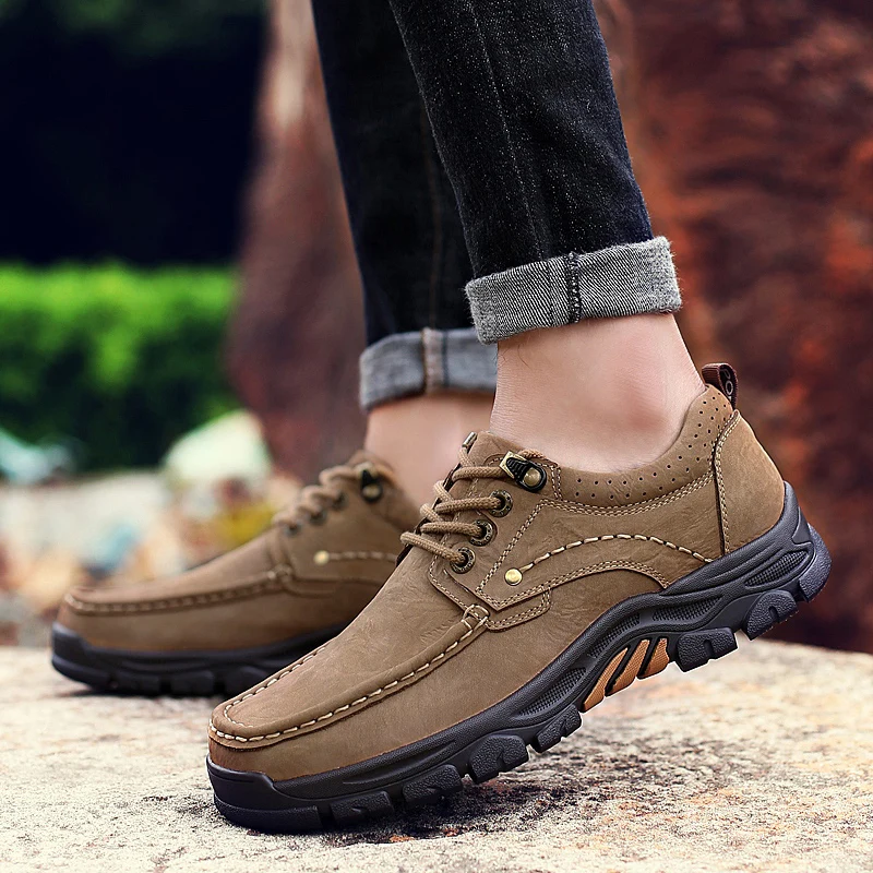 

Genuine Leather Shoes Men Brand Footwear Non-slip Thick Sole Fashion Men's Casual Shoes Male High Quality Cowhide Loafers QX5