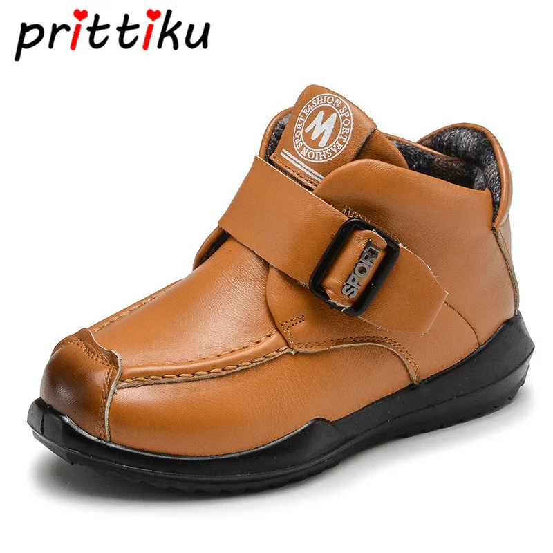 

Boys Fashion Boots Winter Warm Fur Lined Shoes Ankle High Hook and Loop British Style Non-Slip (Toddler/Little Kid/Big Kid)