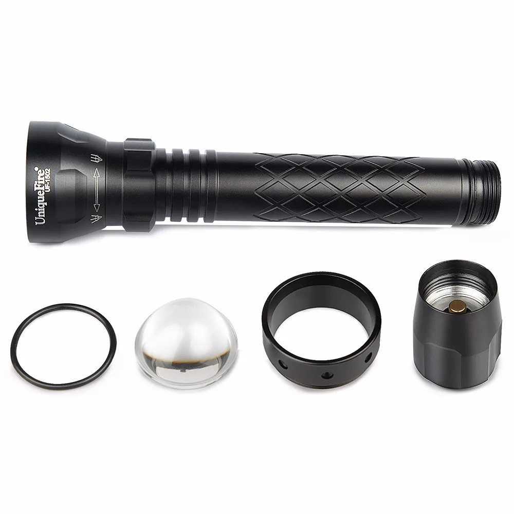 Uniquefire 1502 XML t6 LED Zoomable diving Flashlight torch white light for Camping tactical+two slot charger+gun mount+rat tail7
