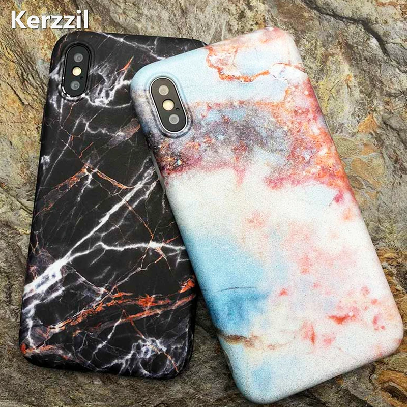Kerzzil модный блестящий Мраморный чехол для телефона iPhone X блестящие Матовые чехлы