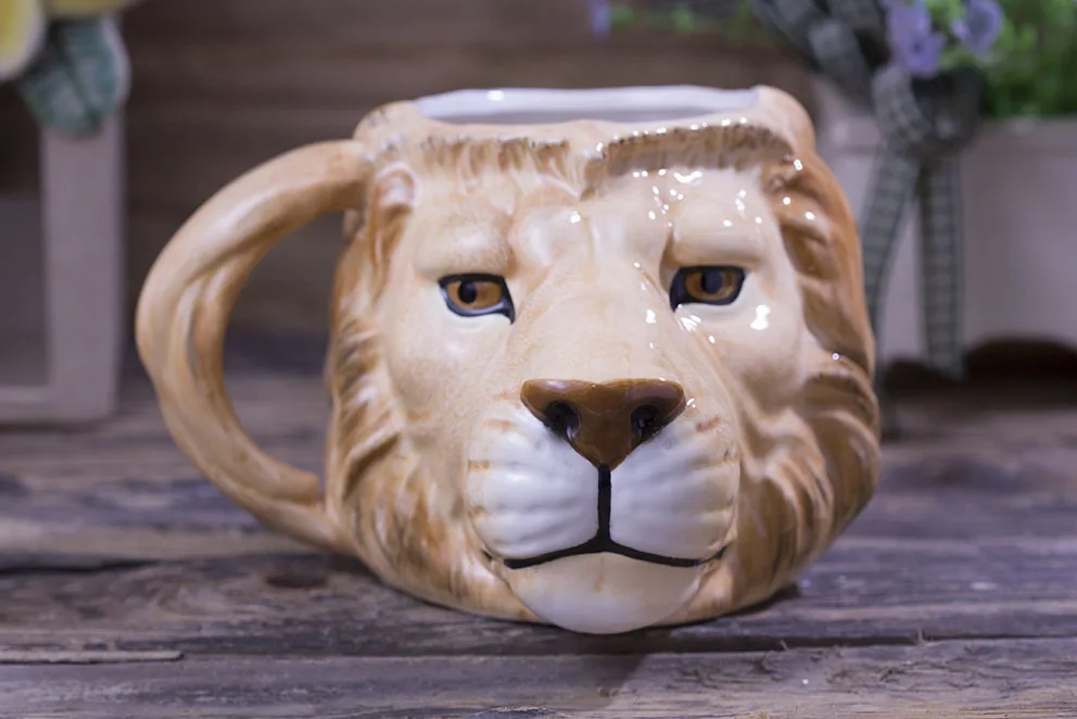 300 мл Ручная роспись 3D животная кружка Лев керамическая кофейная чашка мультяшная чашка персональная Подарочная чашка