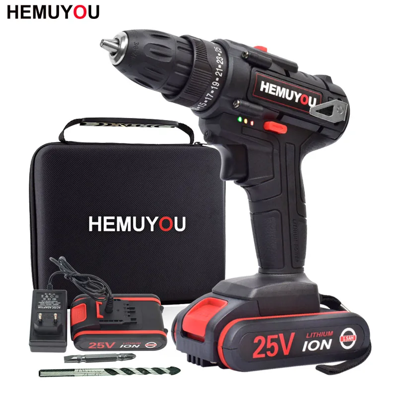 

25V Electric Screwdriver Lithium Battery Cordless Electric Drill Rechargeable Multi-function Power Tools + Cloth tool bag