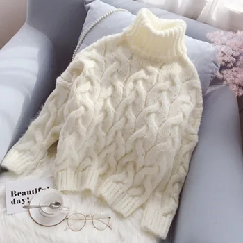 

2019 New Autumn Winter Long Sleeves Woman Pullovers Sweaters Fashion Solid color Warm turtleneck sweater cc630