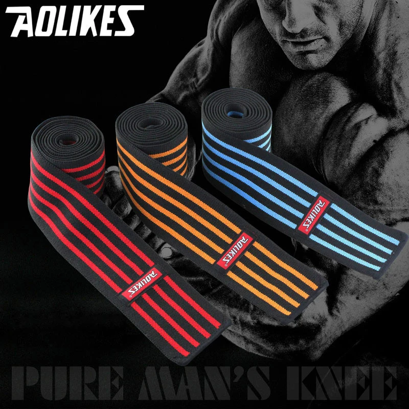 

1PC Knee Protect Powerlifting Sports Fitness Bandage Taekwondo Football Knee Support Adult Men Wraps Leggings Straps HBK106