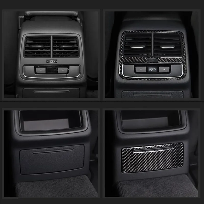 Углеродное волокно центральный подлокотник задний вентиляционный дефлектор декоративная рамка пепельница с крышкой панель наклейка для Audi A4 B9-19 авто аксессуары