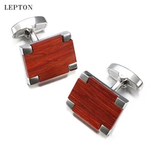 Newest Low-key Luxury Wood Cufflinks For Mens High Quality Lepton Jewelry Square Rosewood Cuff links Men Shirt Cuff Cuff links